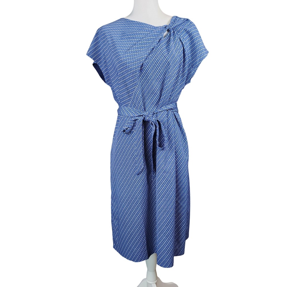 Banana Republic Sheath Dress Womens Medium Blue Tie Knot Officecore Casual Work